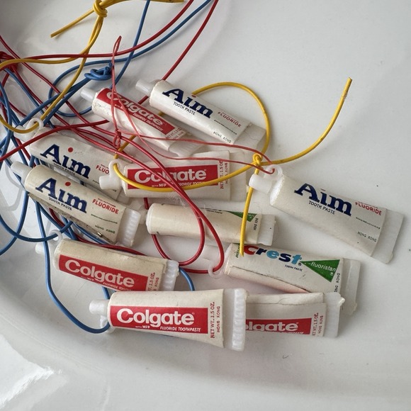 The Unbranded Brand Other - Vintage Miniature Toothpaste Tube Christmas Ornaments Aim Colgate Crest Lot 11